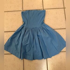 Double Zero Sky Blue Strapless Mini Dress Large